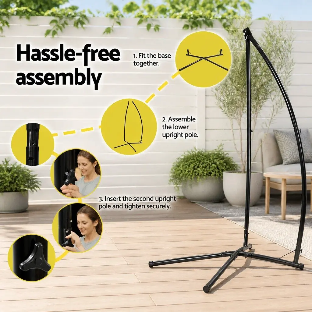 Hammock Chair Swing Nest with Steel Stand 100cm Outdoor Indoor Relaxation Seat