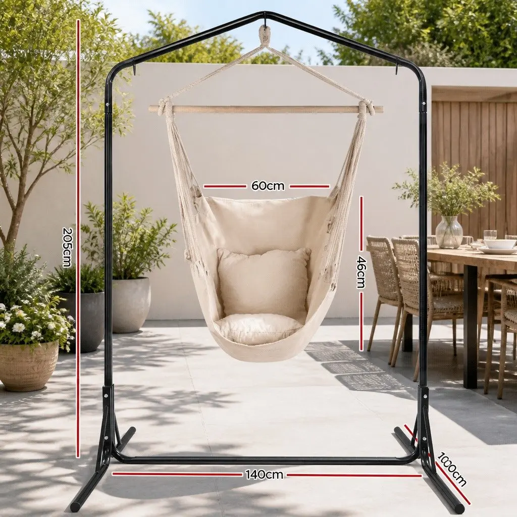 Hammock Chair Stand Outdoor Relaxation Seat 100 x 45 x 145cm Cream Colour