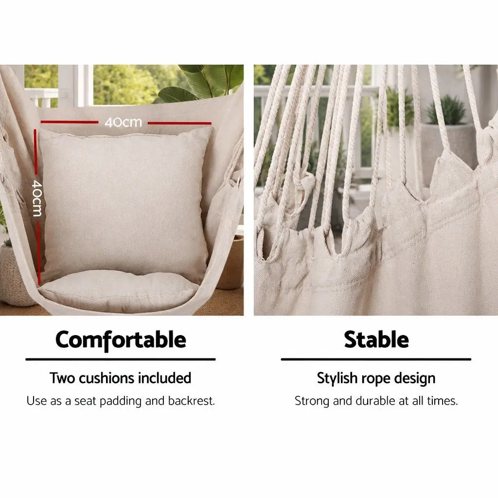 Hammock Chair Outdoor Relaxation Cream 100cm x 45cm x 145cm with Steel Stand