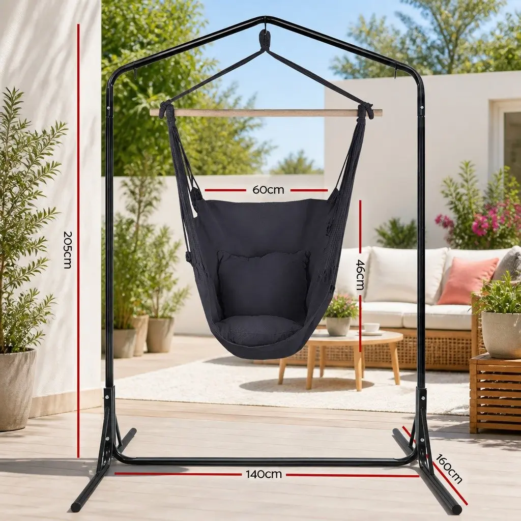Outdoor Hammock Chair with Stand Grey 100 x 45 x 145 cm