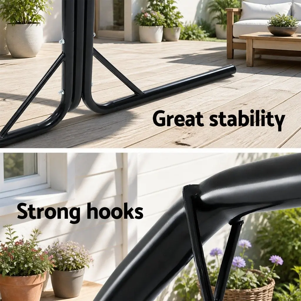 Outdoor Hammock Chair with Stand Grey 100 x 45 x 145 cm