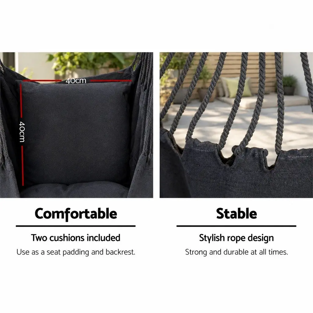 Outdoor Hammock Chair with Stand Grey 100 x 45 x 145 cm