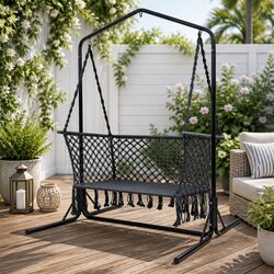 Hammock Chair with Stand 2 Seater Outdoor Garden Relaxation Lounger Macrame