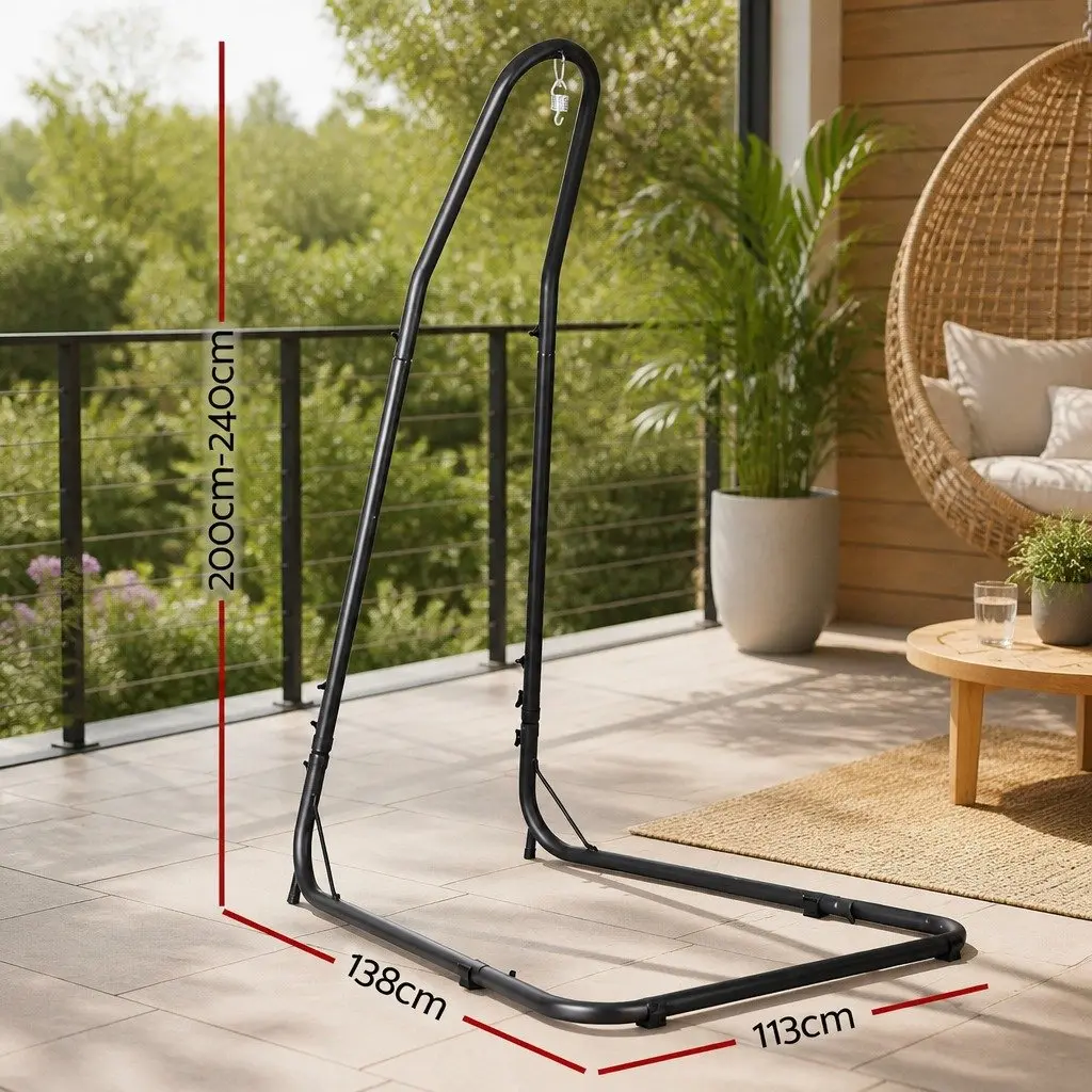 Heavy Duty Adjustable A-Frame Hammock Chair Stand for Indoor Outdoor Use Black