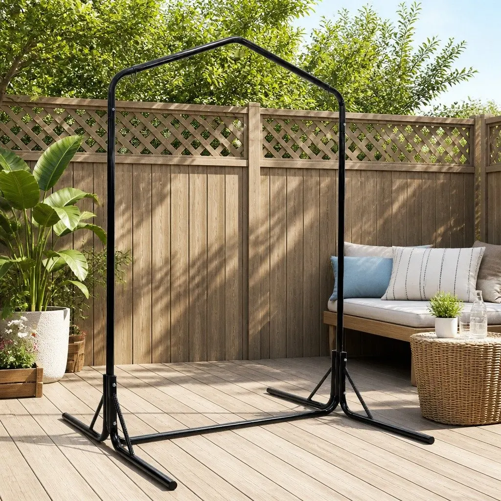 Hammock Chair Stand Heavy Duty Steel Frame 200kg Adjustable Height 360° Rotation Black