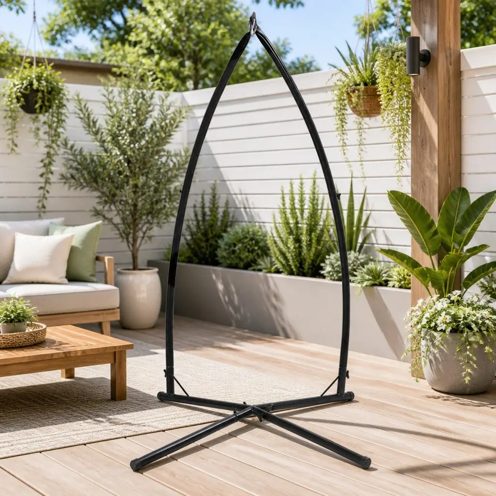 Hammock Chair Stand A-Frame Heavy Duty Black Indoor Outdoor Furniture 210cm