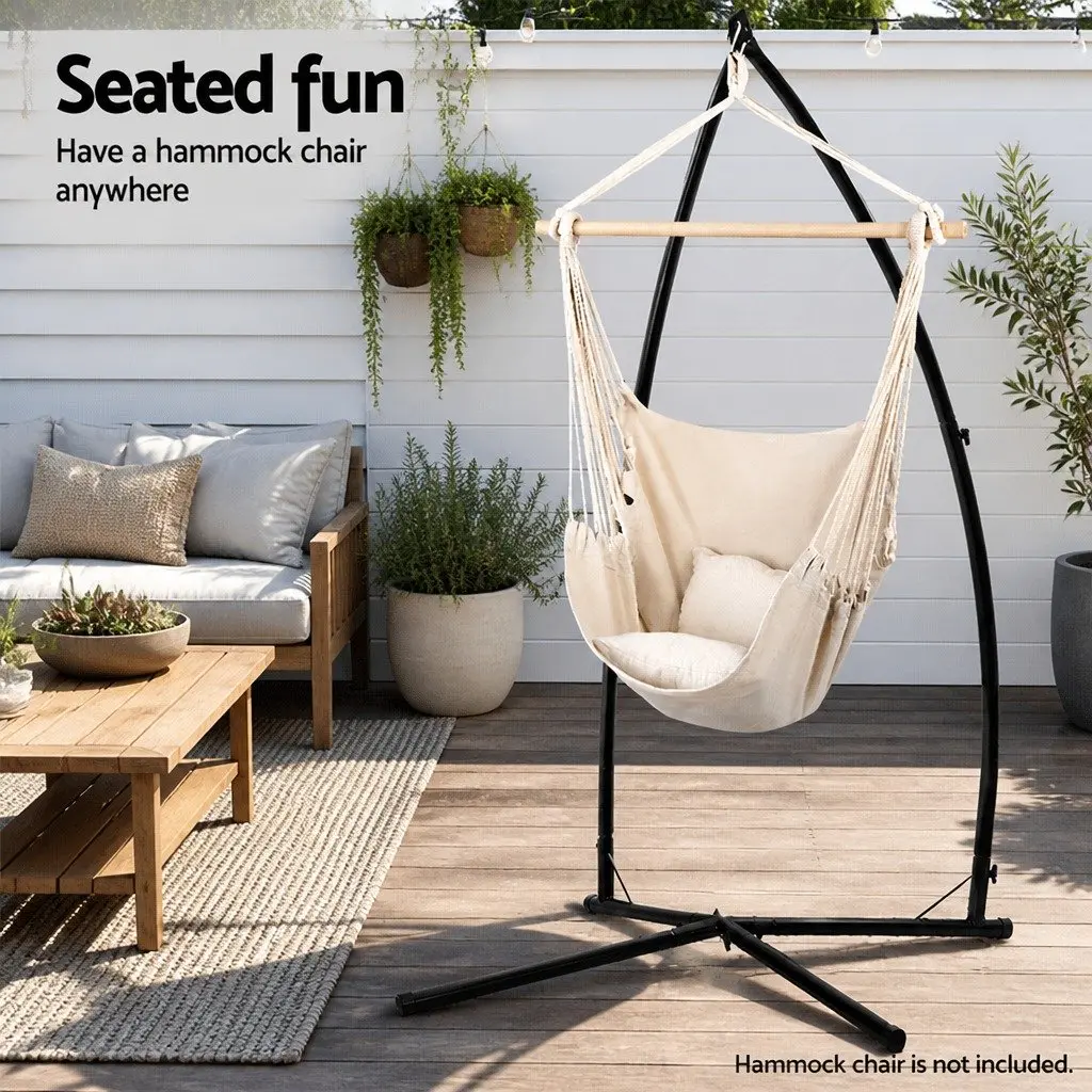 Hammock Chair Stand A-Frame Heavy Duty Black Indoor Outdoor Furniture 210cm