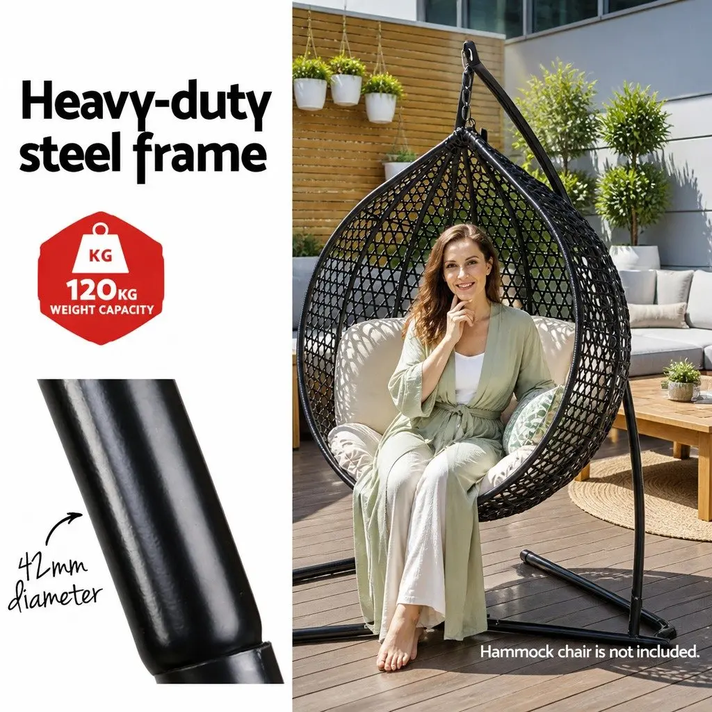 Hammock Chair Stand A-Frame Heavy Duty Black Indoor Outdoor Furniture 210cm