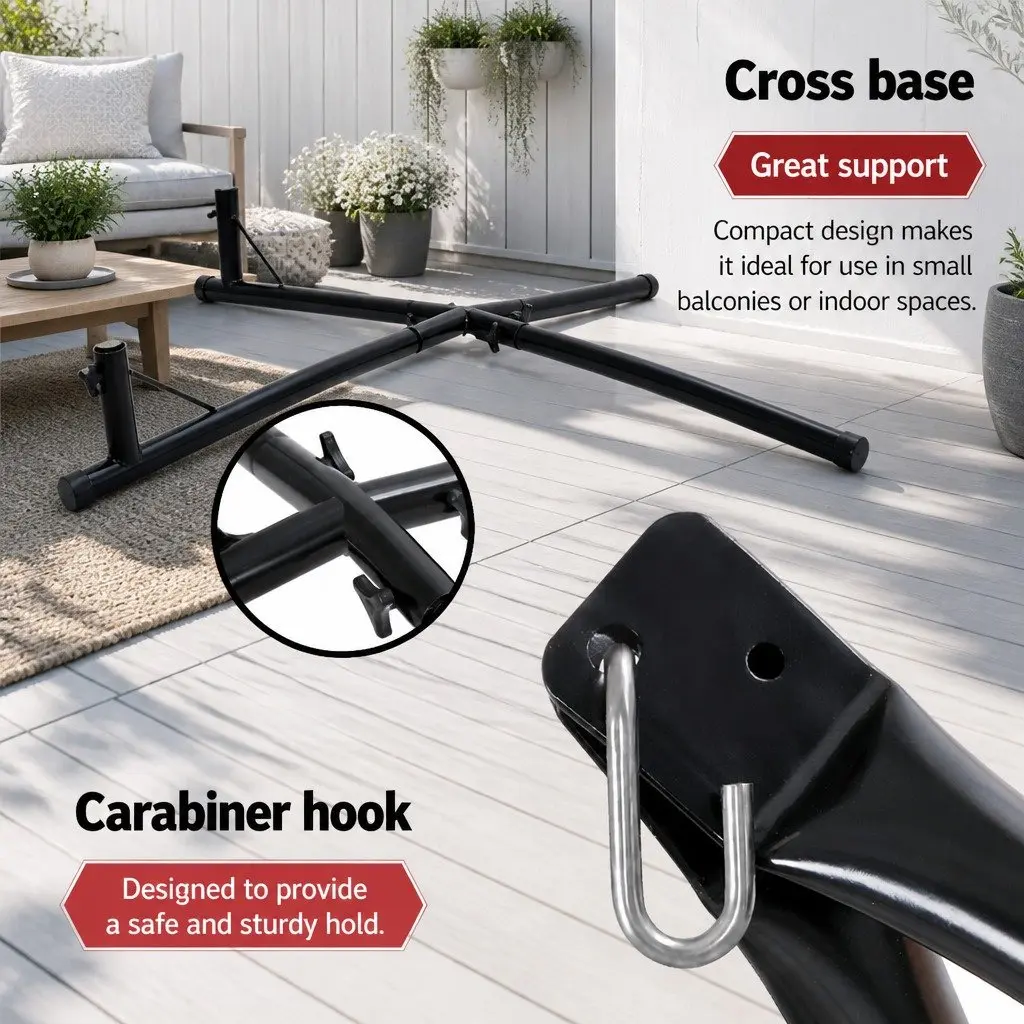 Hammock Chair Stand A-Frame Heavy Duty Black Indoor Outdoor Furniture 210cm