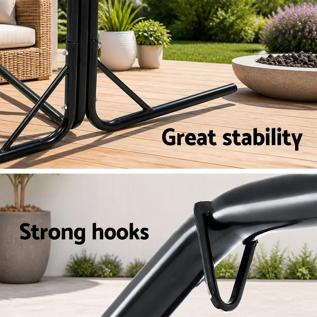 Hammock Chair with Stand Relaxing Indoor Outdoor Use 124CM Cream