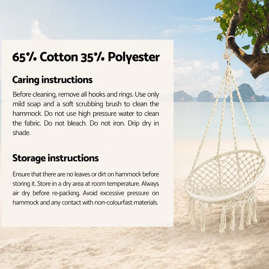 Hammock Chair with Stand Relaxing Indoor Outdoor Use 124CM Cream