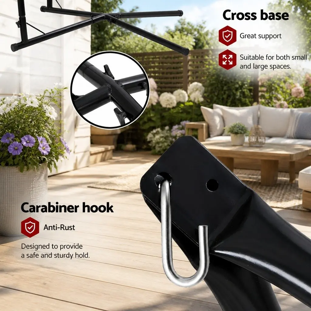Hammock Chair Outdoor Swinging Relaxation Seat 60cm Cream with Steel Stand