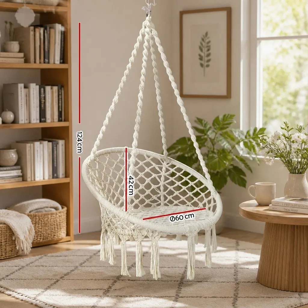 Hammock Chair Indoor Outdoor Relaxation Swing 60cm Cream