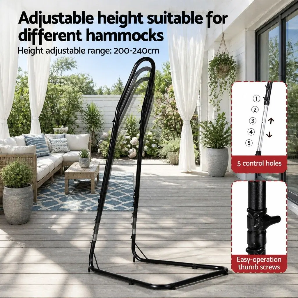 Hammock Hanging Chair Indoor Outdoor Relaxation Swing 60cm Diameter Grey Black