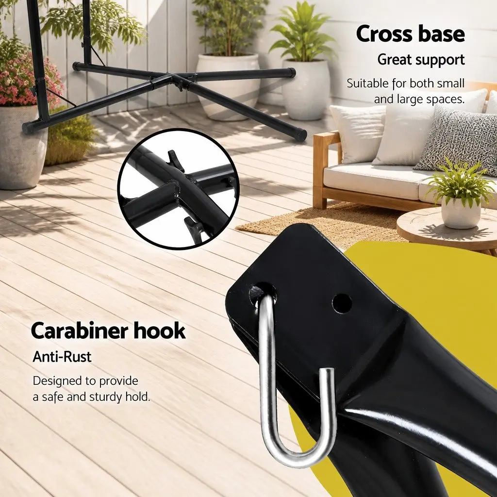 Hammock Chair Outdoor Relaxation 60cm Grey with Steel Stand