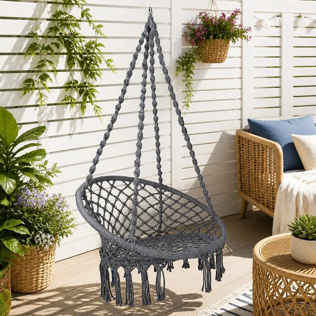 Hammock Chair Indoor Outdoor Relaxation Swing 60cm Grey