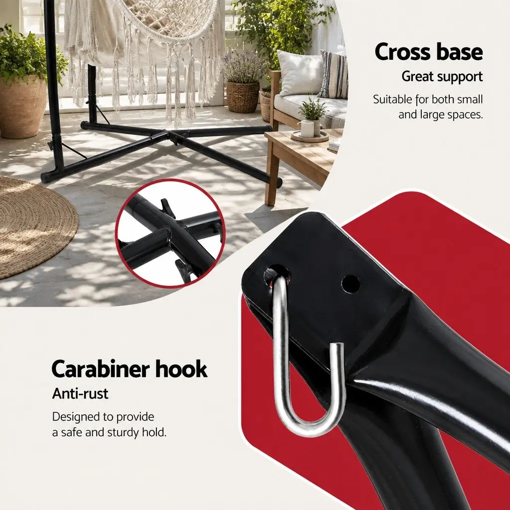 Hammock Chair Indoor Outdoor Relaxation 150 x 90cm Cream with Steel Stand
