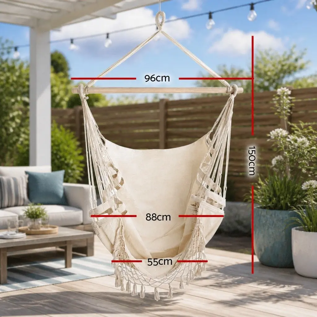 Hammock Chair Outdoor Relaxation Seat 150 x 90cm Cream