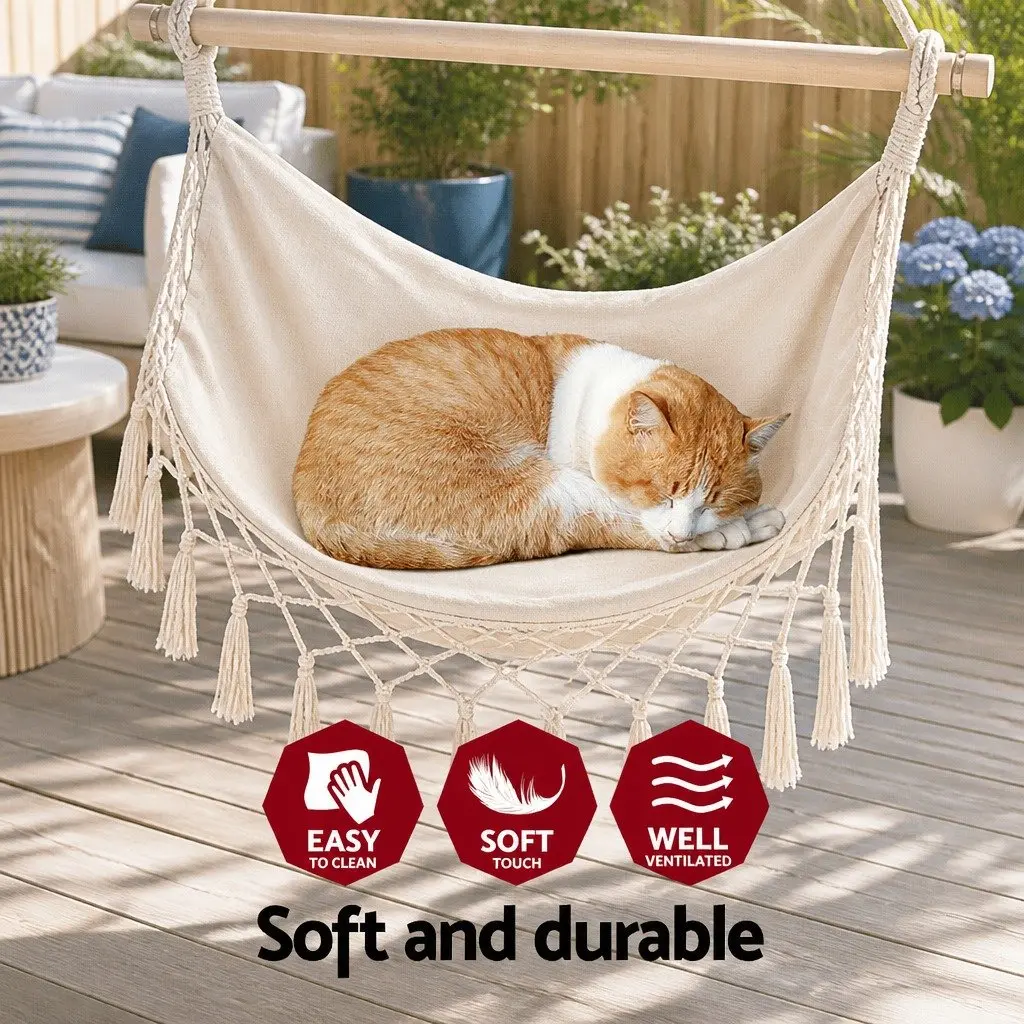 Hammock Chair Outdoor Relaxation Seat 150 x 90cm Cream