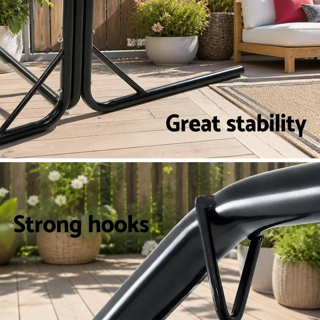 Hammock Chair Outdoor Relaxation 150 x 90cm Grey with Stand