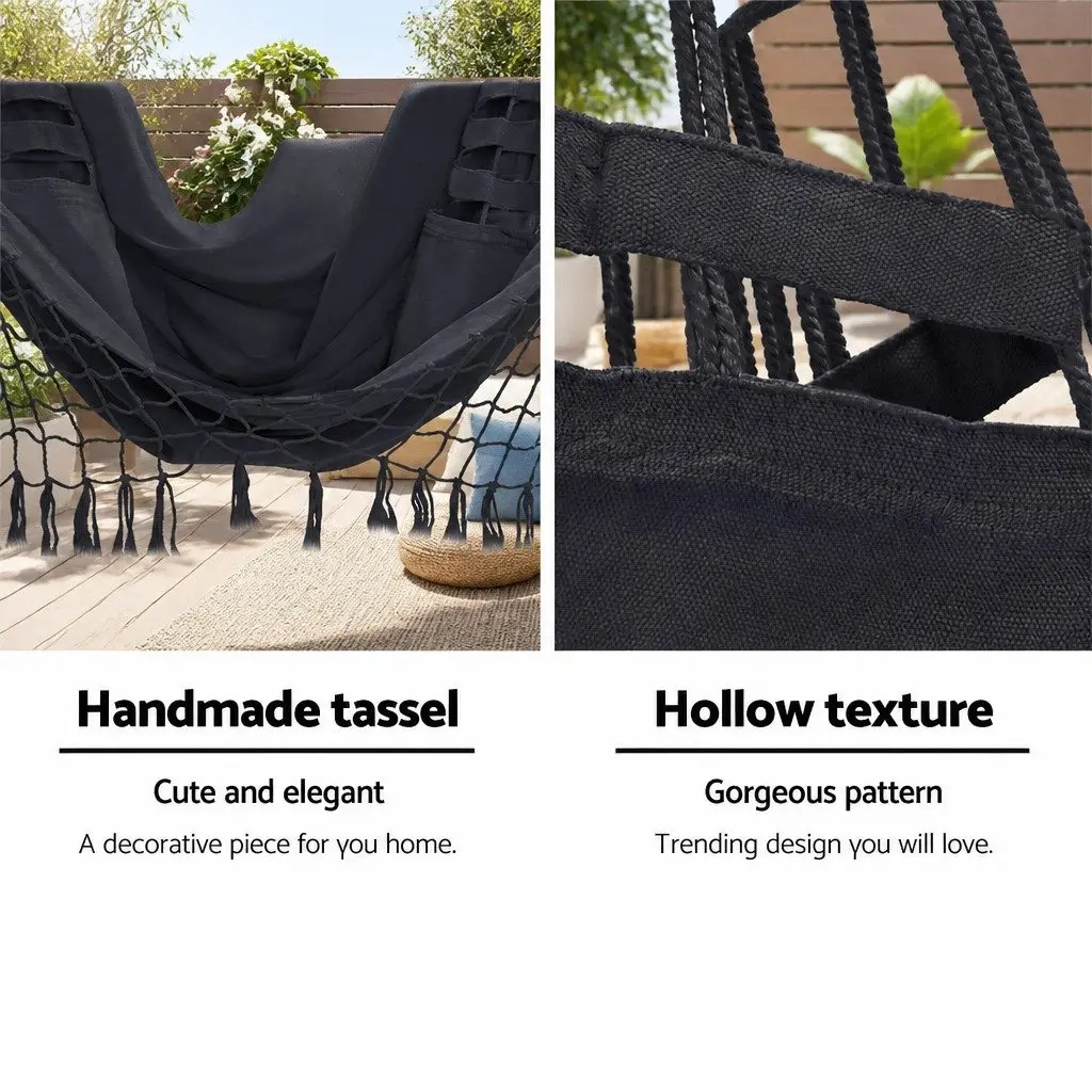 Hammock Chair Outdoor Relaxation 150 x 90cm Grey with Stand