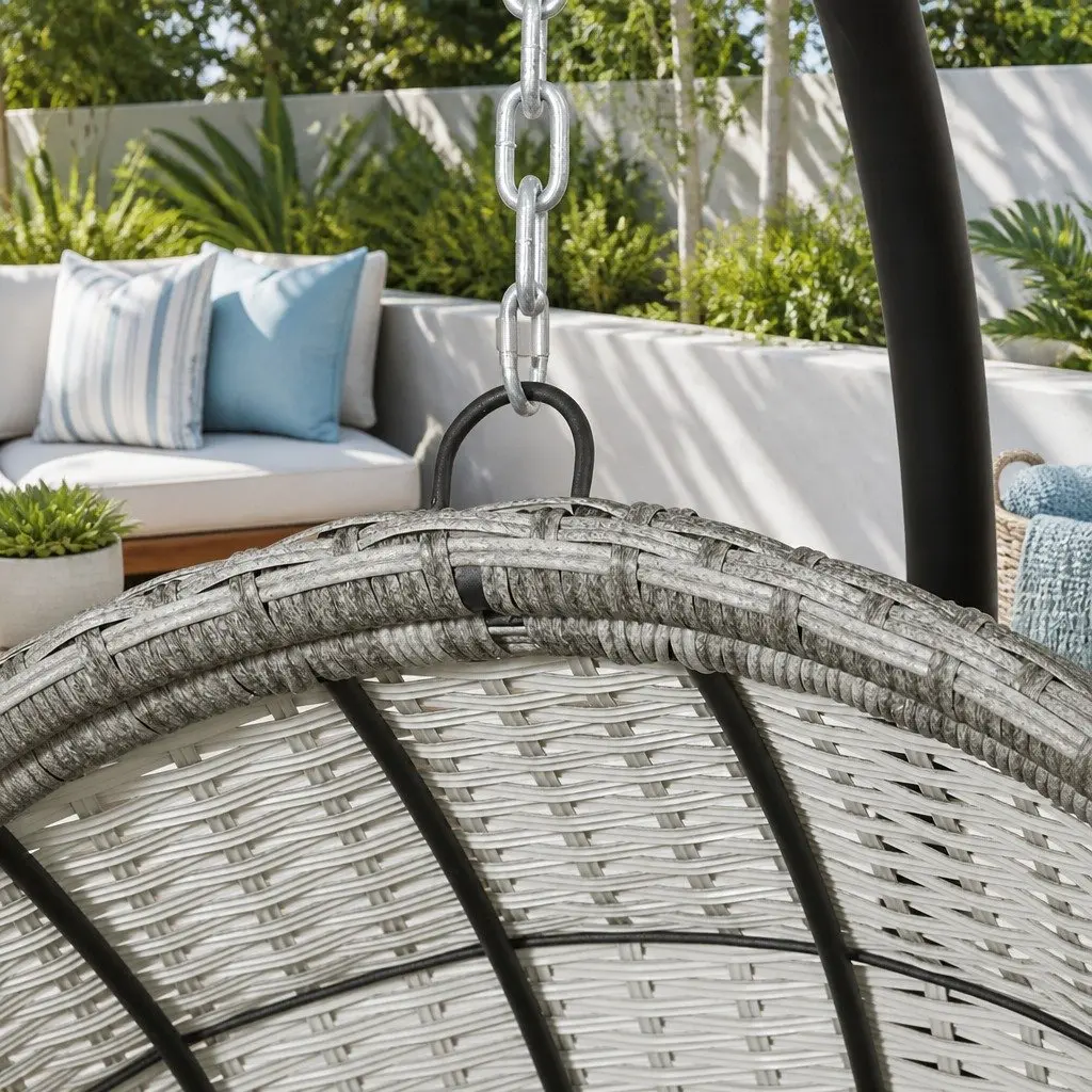 Hanging Egg Pod Chair Wicker Swing Outdoor Garden Relaxation Seat with Stand