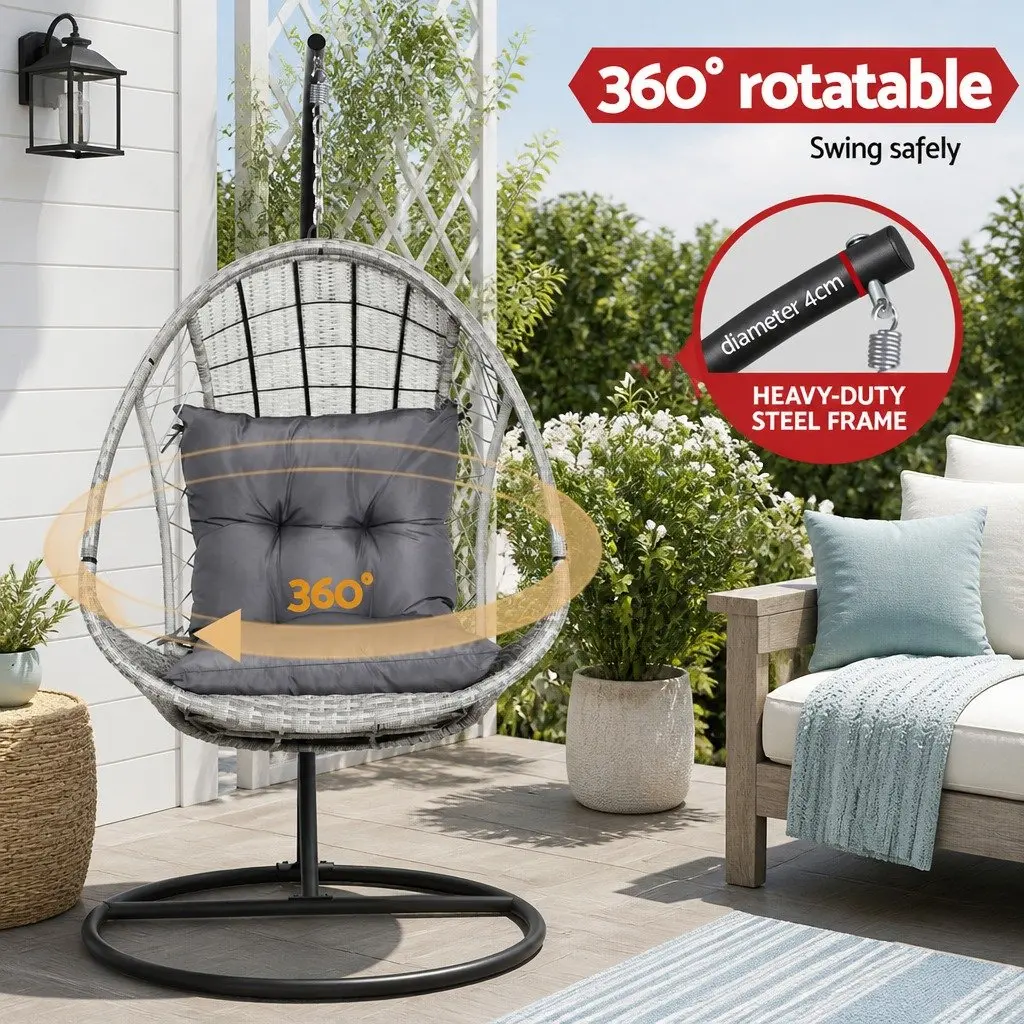 Hanging Egg Pod Chair Wicker Swing Outdoor Garden Relaxation Seat with Stand
