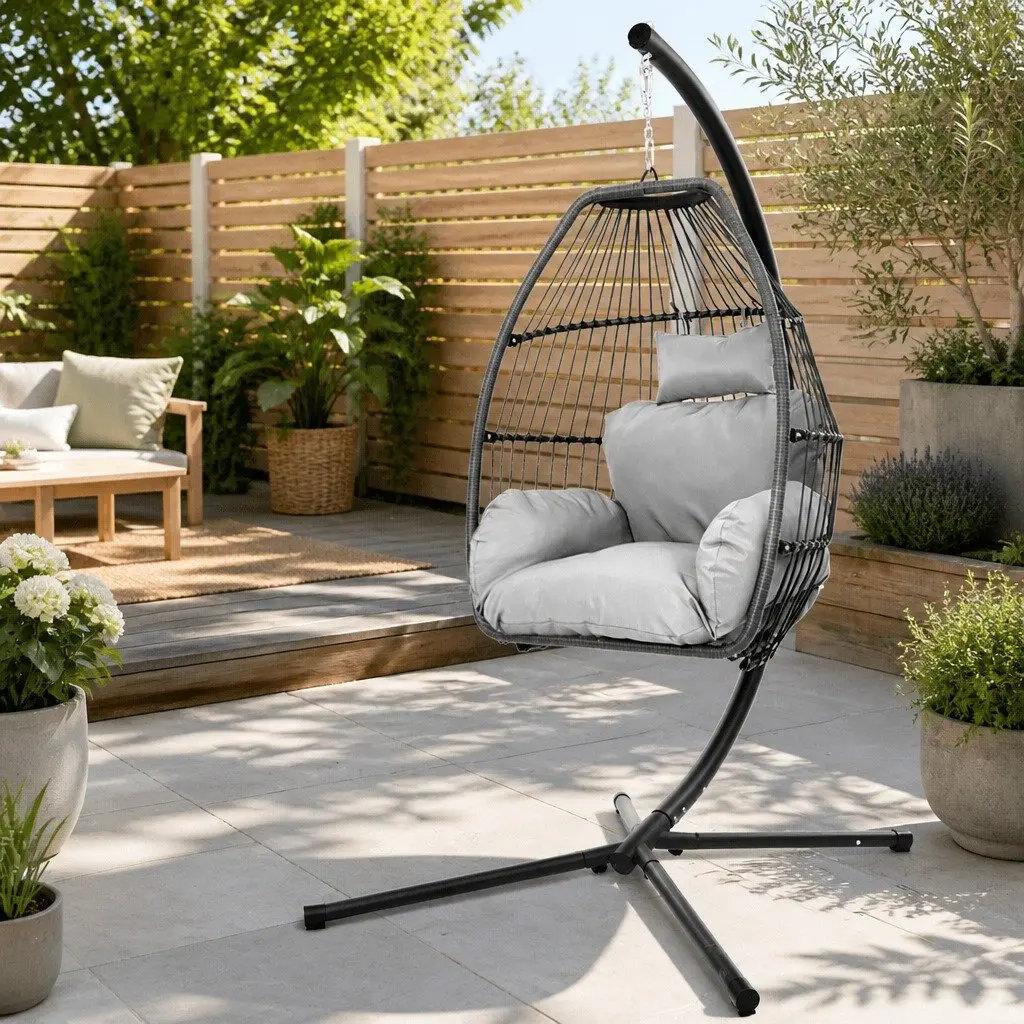 Wicker Egg Swing Chair with Removable Cushion