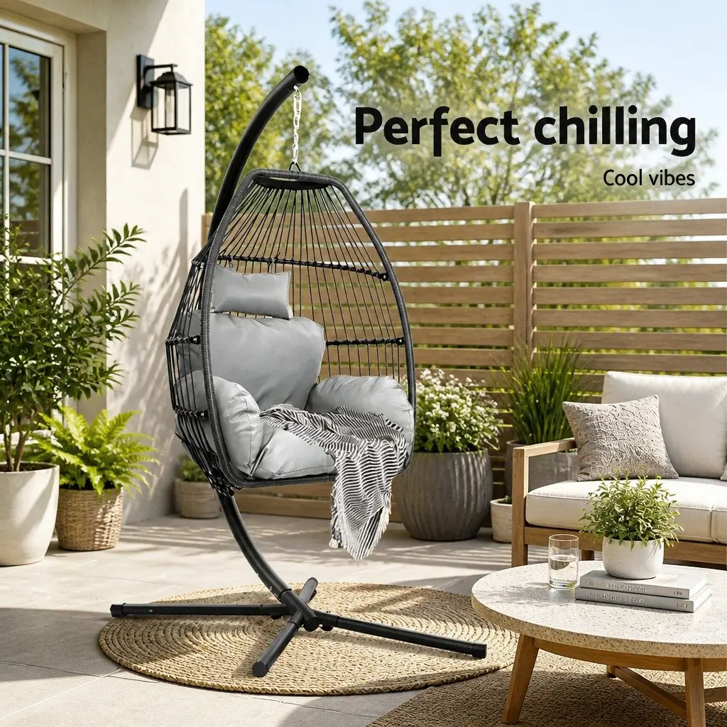 Wicker Egg Swing Chair with Removable Cushion