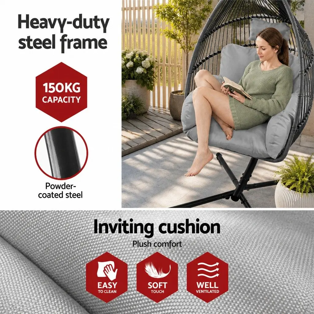 Wicker Egg Swing Chair with Removable Cushion