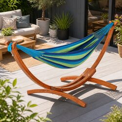 Reliable Hammock Bed with Wooden Stand, 200kg Capacity