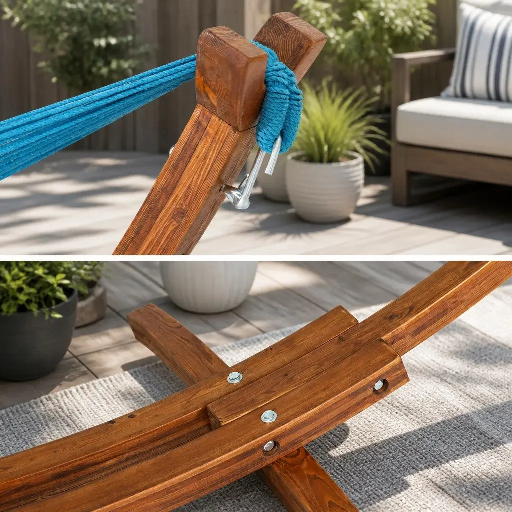 Hammock Bed 2-Person Relaxation 330cm x 138cm Sky Blue with Wooden Stand