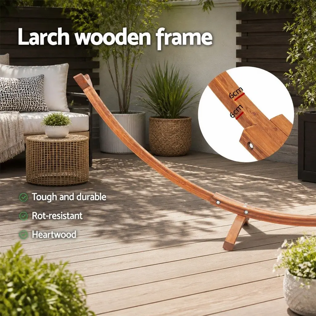 Hammock Bed 2-Person Relaxation 330cm x 138cm Sky Blue with Wooden Stand