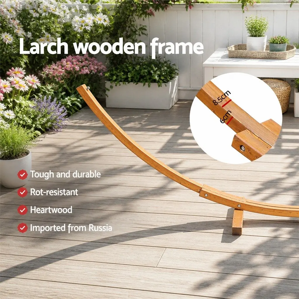Hammock Bed Outdoor Relaxation 2-Person Timber Stand Frame Cream