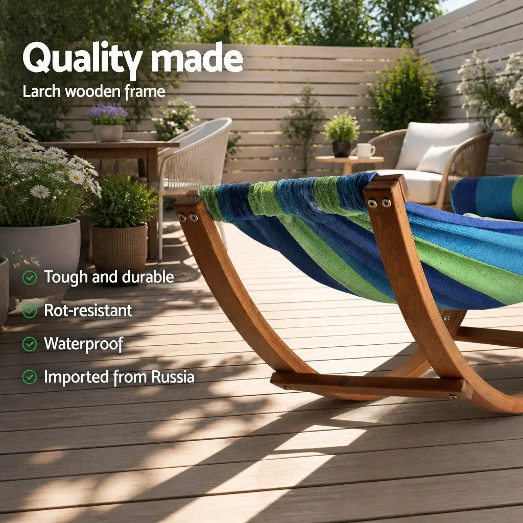 Timber Hammock Bed Outdoor Camping Rocking Single Person Relax Swing Stand