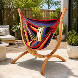 Durable Rainbow Hammock Chair with Cushions Included