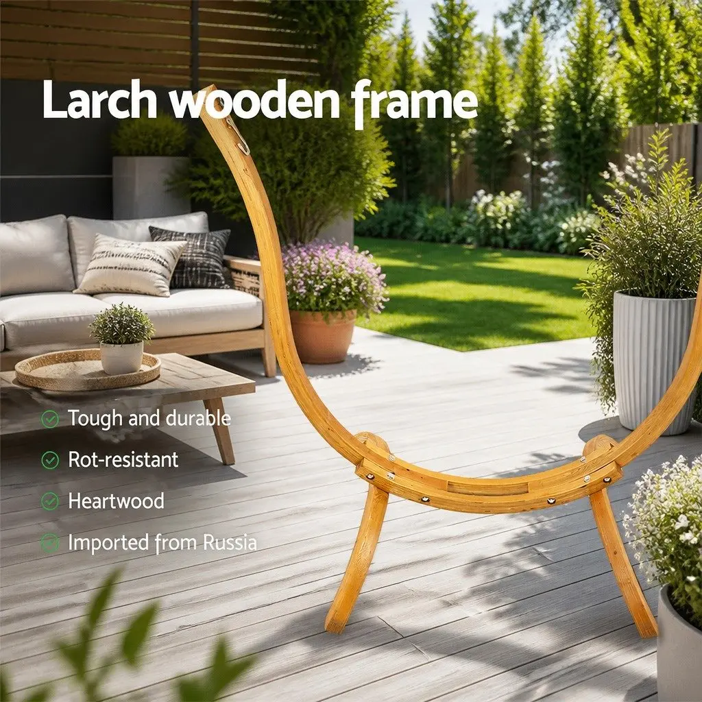 Hammock Chair Outdoor Indoor Relaxation Furniture Single Person Curved Wooden Frame Multi-coloured Rainbow