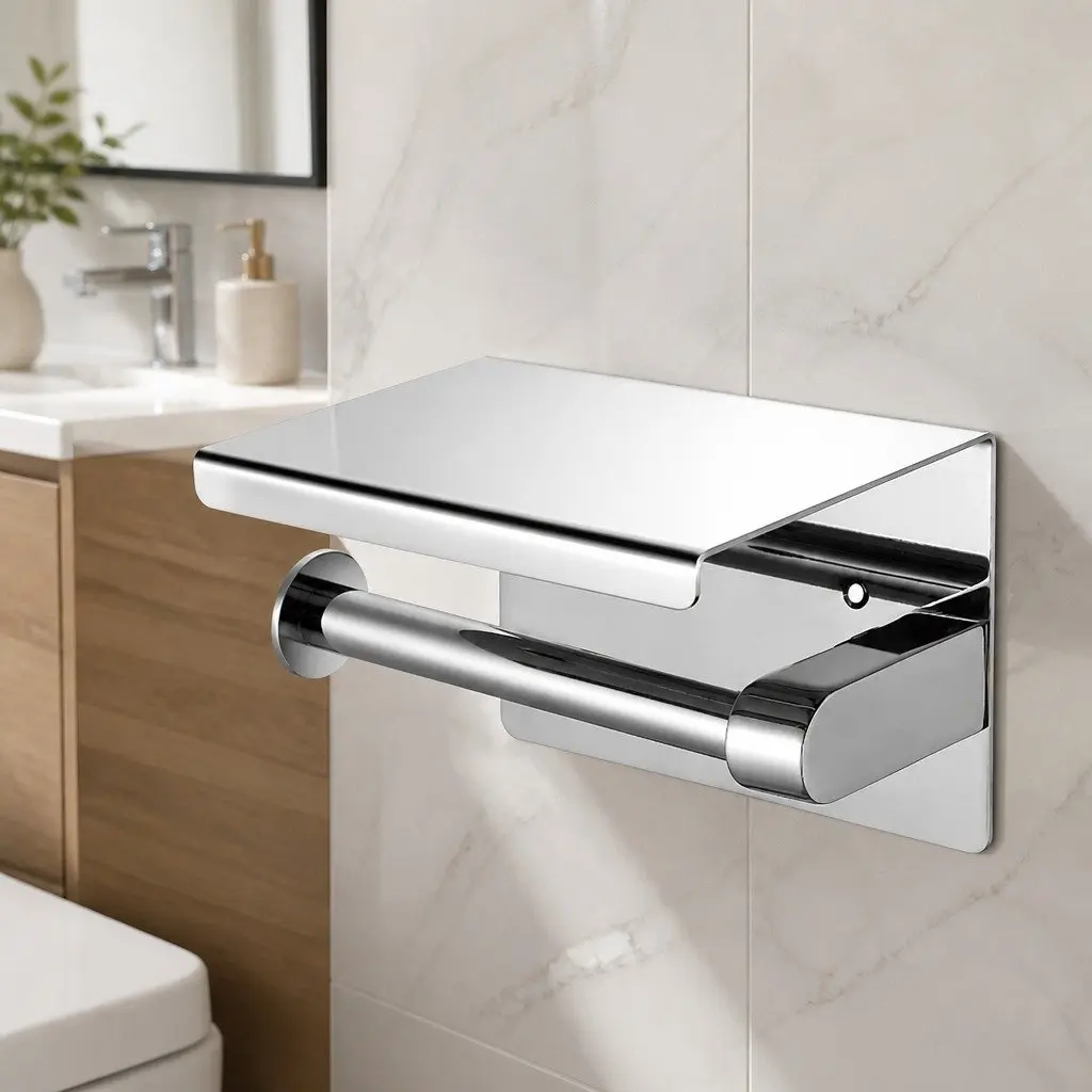 Toilet Paper Holder Wall Mount Silver 14cm x 10cm x 10cm
