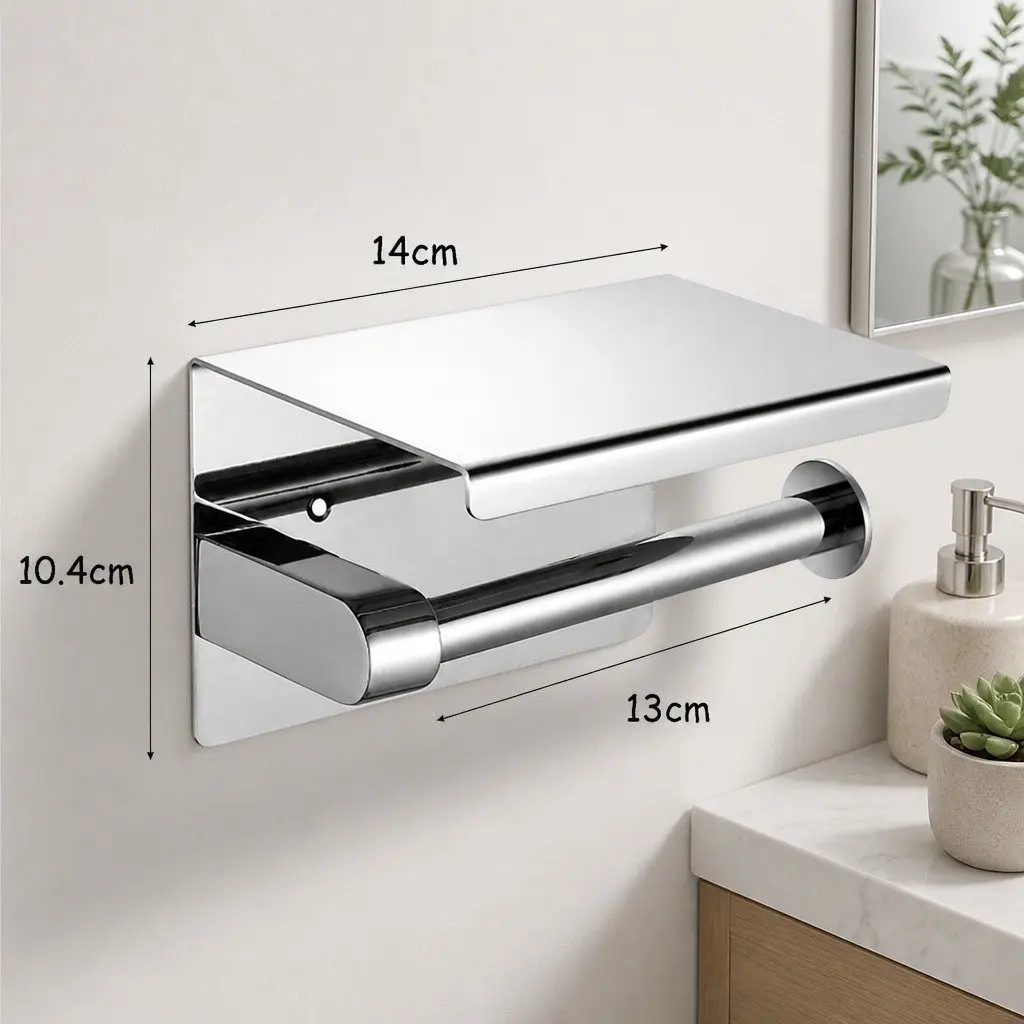 Toilet Paper Holder Wall Mount Silver 14cm x 10cm x 10cm