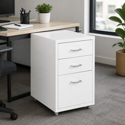Filing Cabinet 3 Drawer Office Storage Organizer Steel Frame Compact Desk Unit