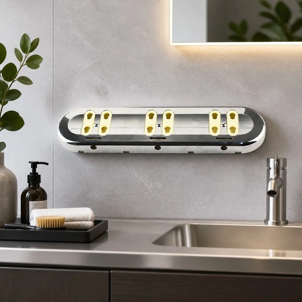 Wall Mounted Soap Dispenser 3 Bottles Bathroom Kitchen Shower Dispenser Silver