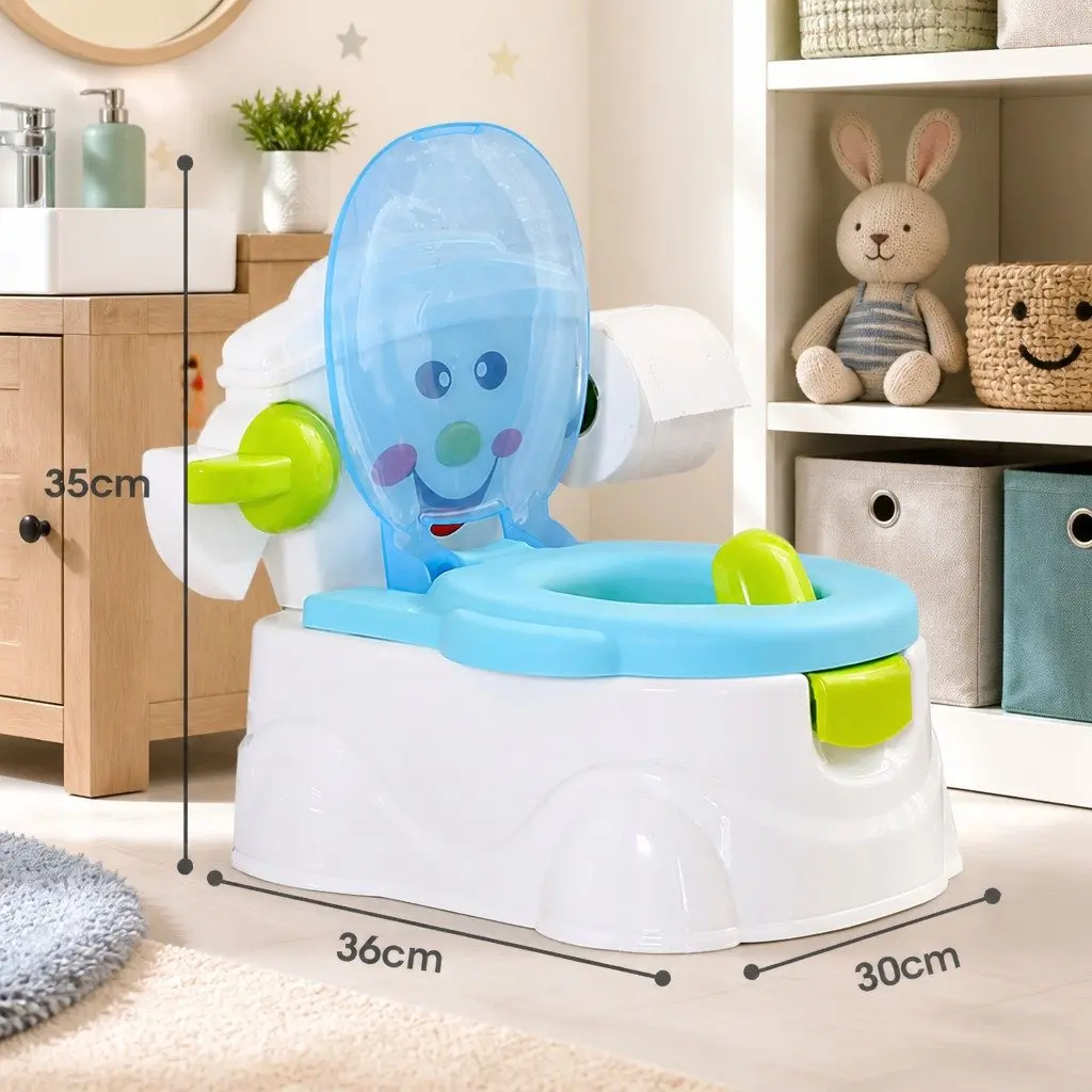 Kids Potty Trainer Seat 3-in-1 Toilet Training Step Stool Blue 36cm x 30cm x 35cm