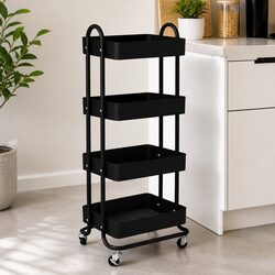 4-Tier Kitchen Storage Trolley Cart Organizer Compact Space Saving Rolling
