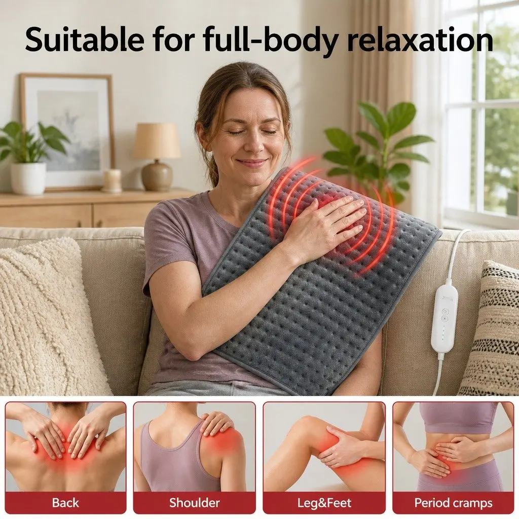 Electric Heating Pad Relaxation 60x39cm Grey 4 Temperature Settings