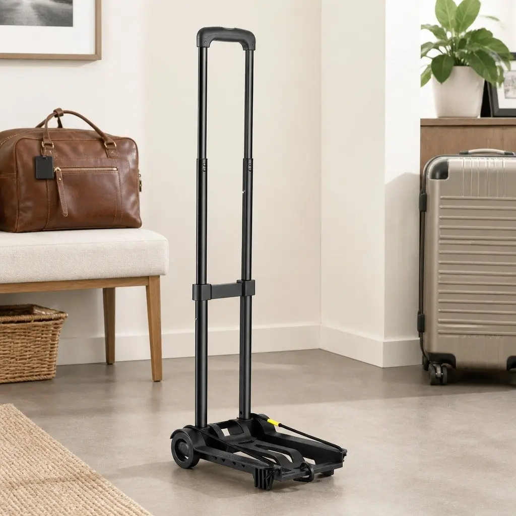 Folding Hand Trolley Portable Lightweight Travel Cart Black 25kg