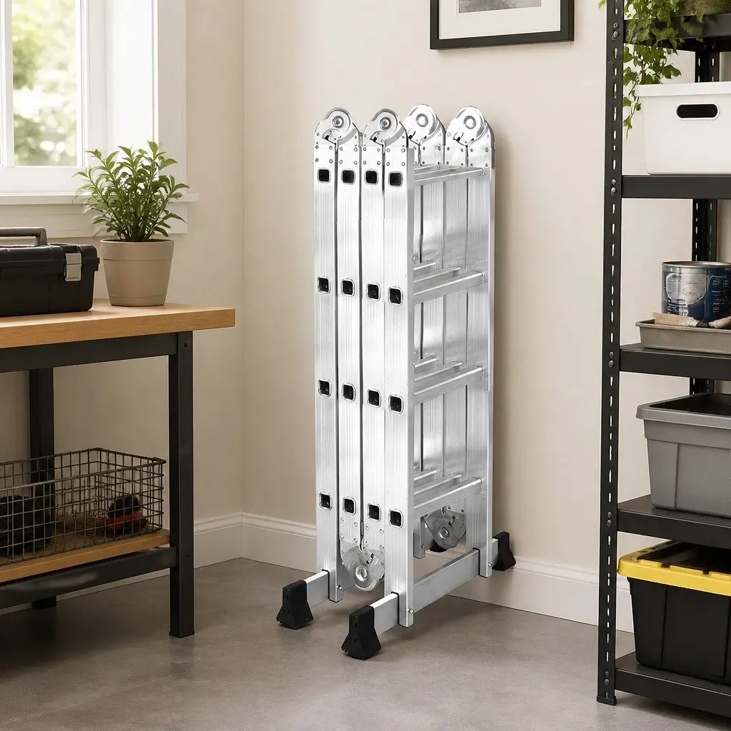 Multi-Purpose Folding Ladder Heavy-Duty Aluminium 4.7m Extension Safety Locking