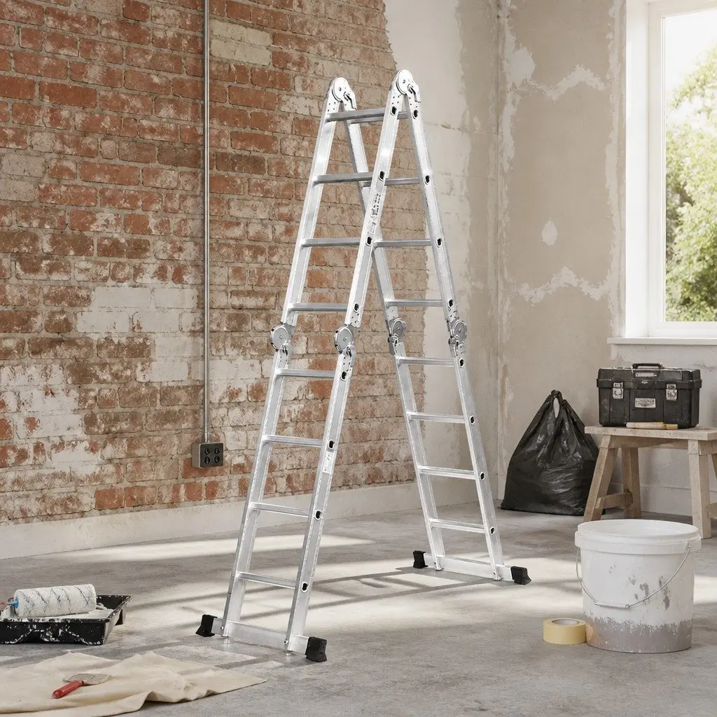 Multi-Purpose Folding Ladder Heavy-Duty Aluminium 4.7m Extension Safety Locking