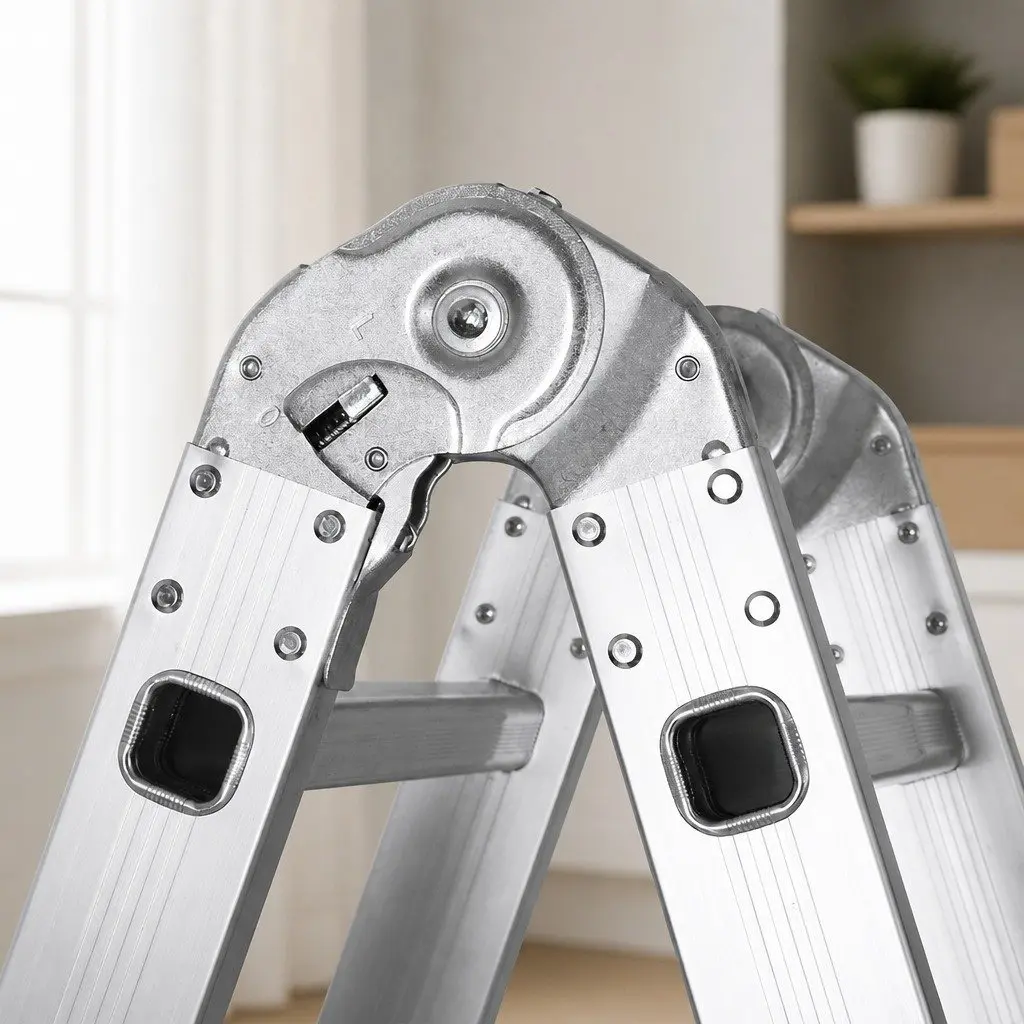 Folding Aluminium Ladder Heavy-Duty Multi-Use Silver 5.7m Home Garage
