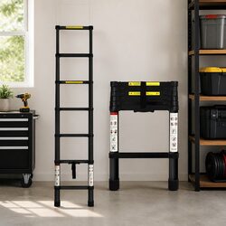 Telescopic Aluminium Ladder 2M Extendable Multi-Purpose Collapsible Step Ladder
