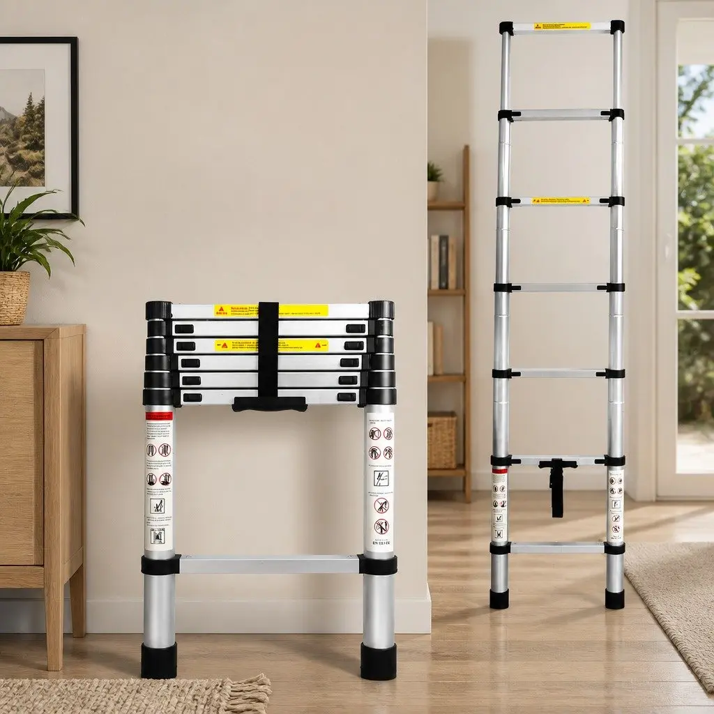 Telescopic Ladder 2M Multipurpose Aluminium Extendable Silver